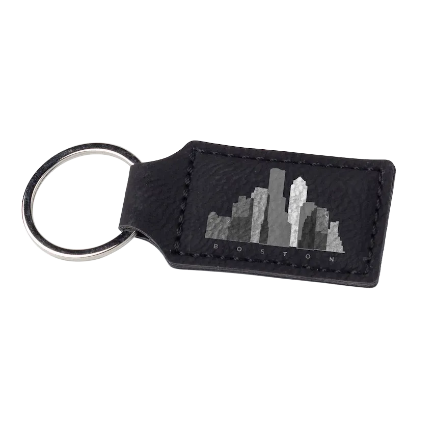 Personalized Vegan Leather Keyring Tag (Black)