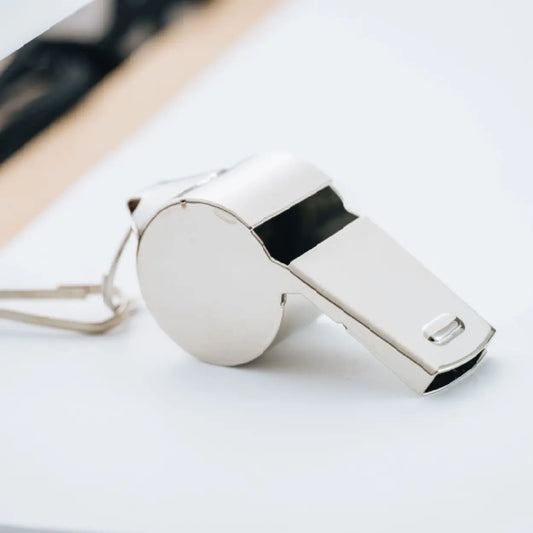 Personalized coach or referee whistle in metal with custom engraving