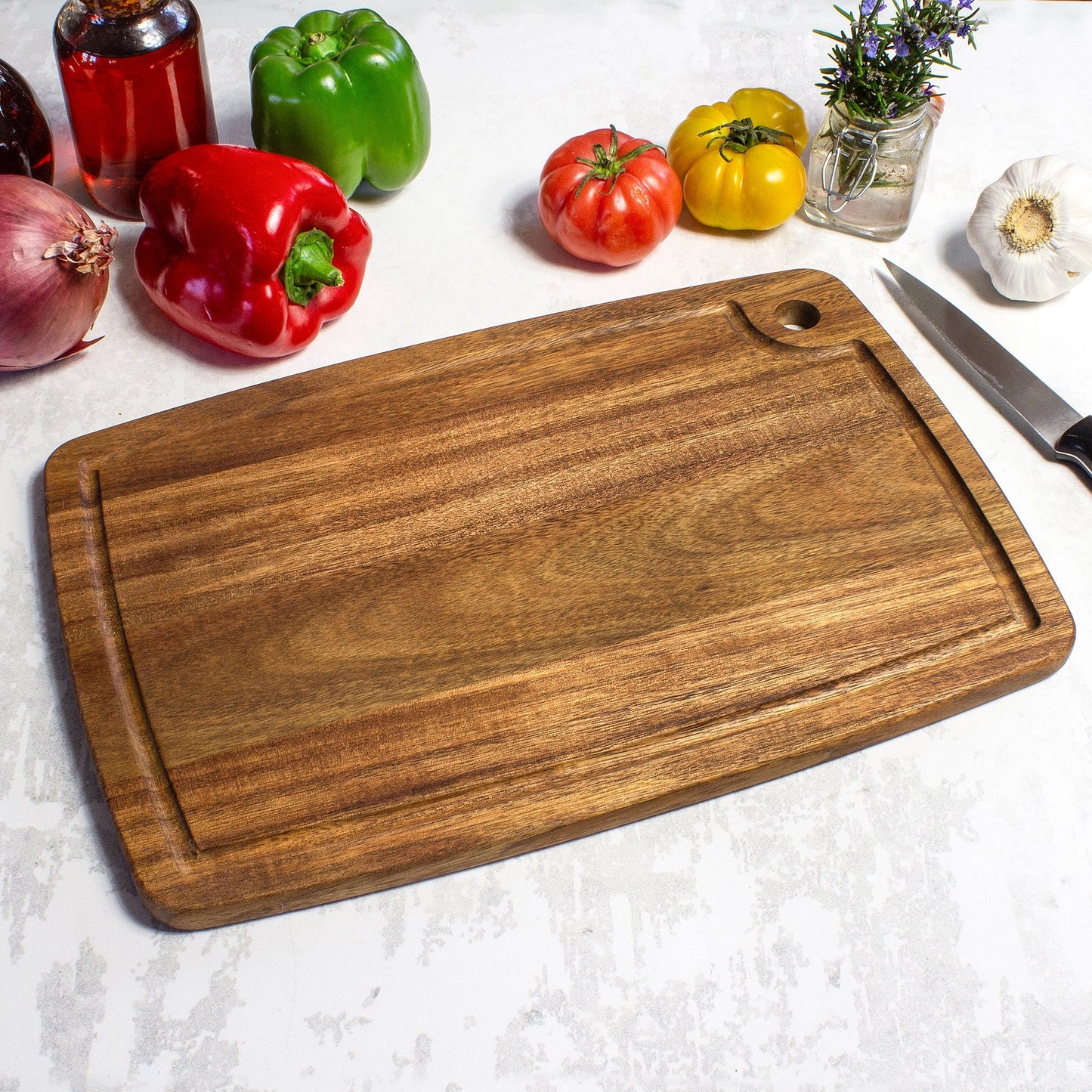 Acacia Wood Cutting Board (Juice Groove) - Personalized
