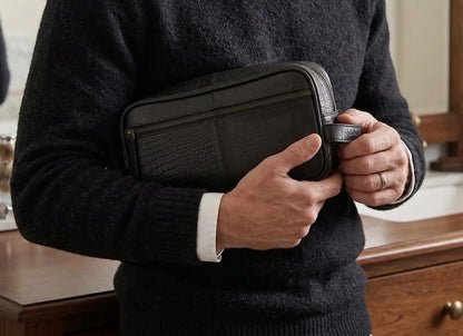 Premium Buffalo Leather Toiletry Bag Dopp kit