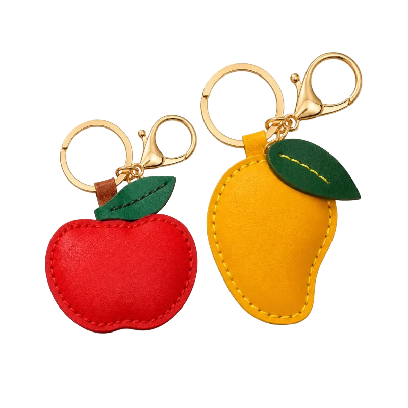 Personalized Vegan Leather Apple Keychain