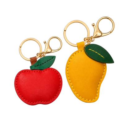 Personalized Vegan Leather Apple Keychain