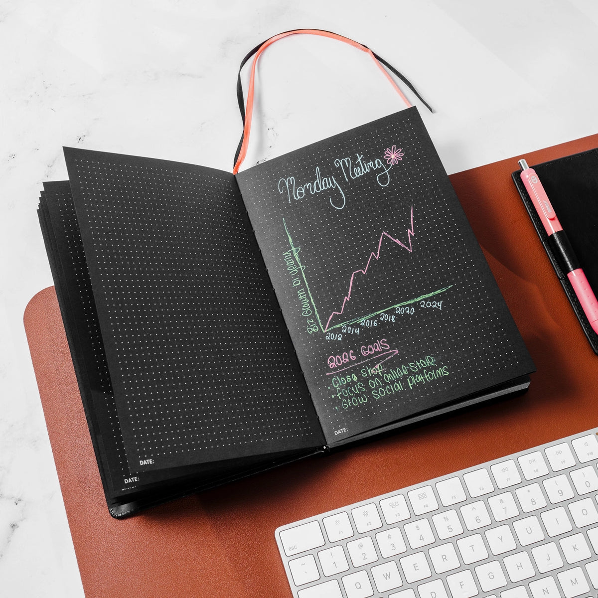 Personalized Black Dot Grid Notebook (B5) – Notsu Vegan Leather Journal