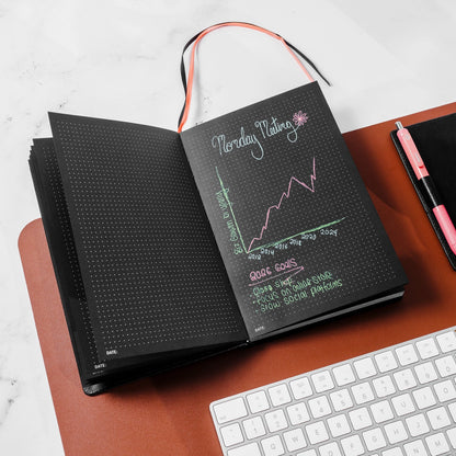 Personalized Black Dot Grid Notebook (B5) – Notsu Vegan Leather Journal
