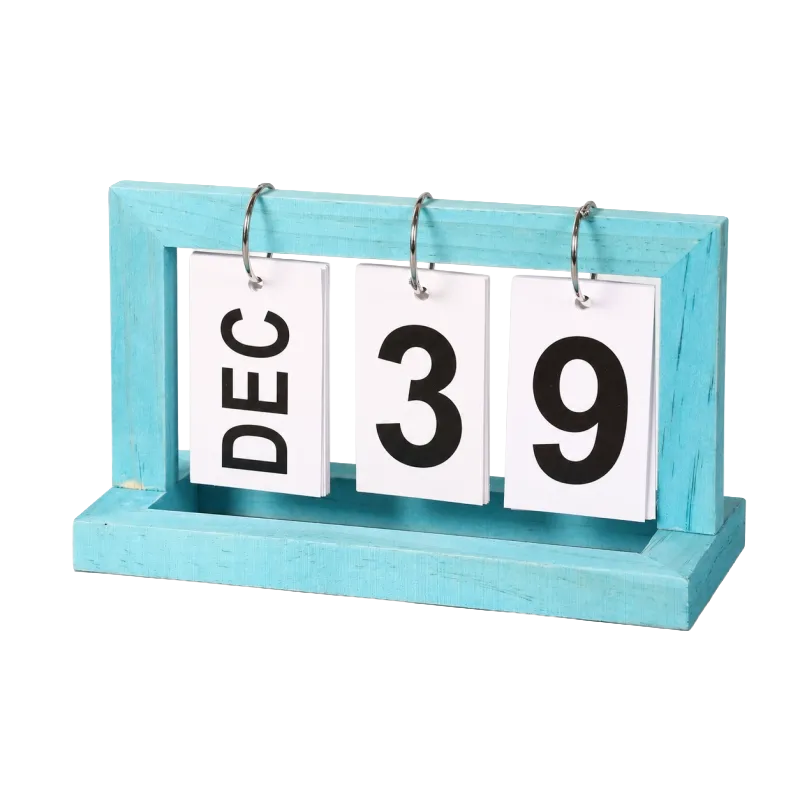 Wooden Perpetual Calendar Block (Blue)
