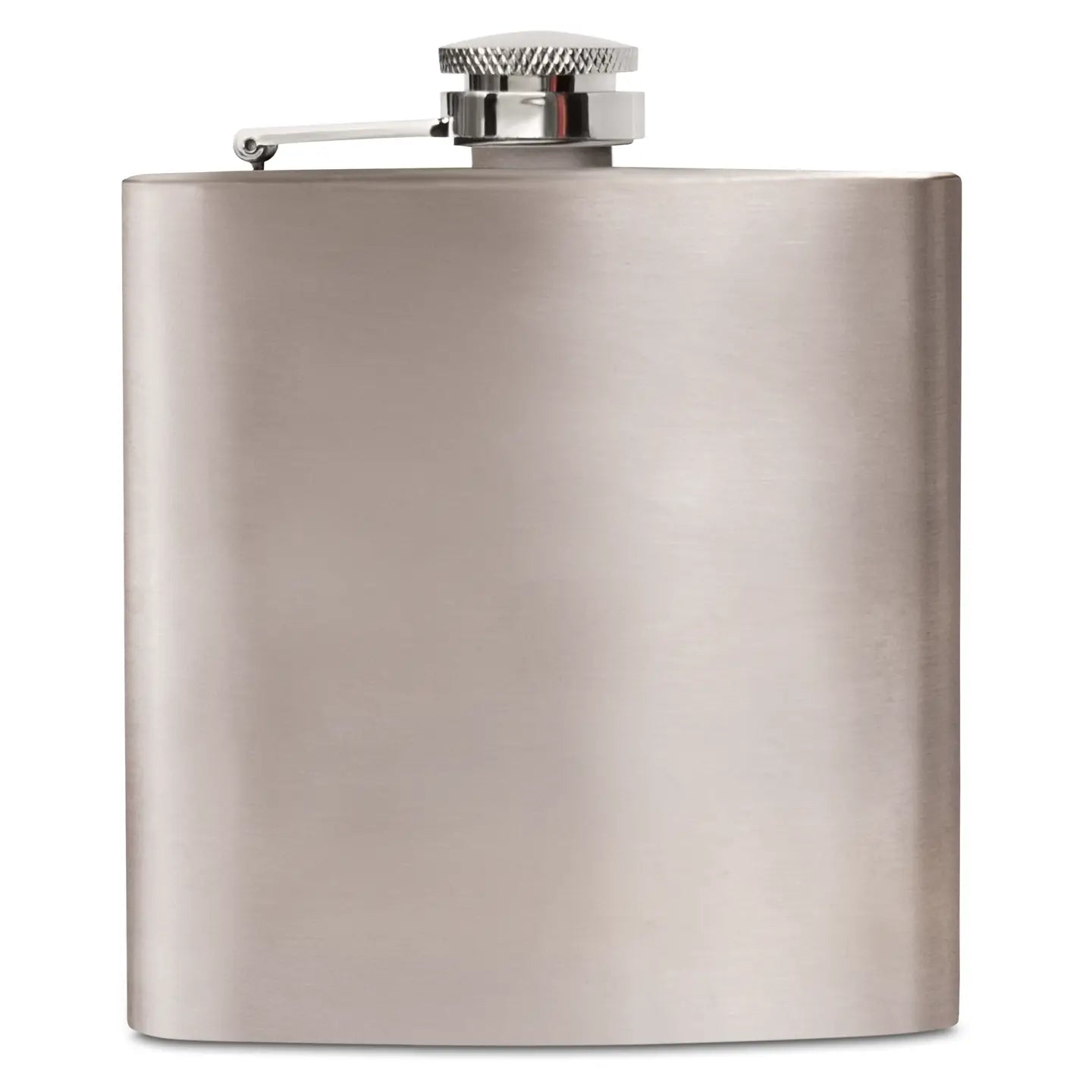 Silver stainless steel flask with personalized engraved name or monogram on the front