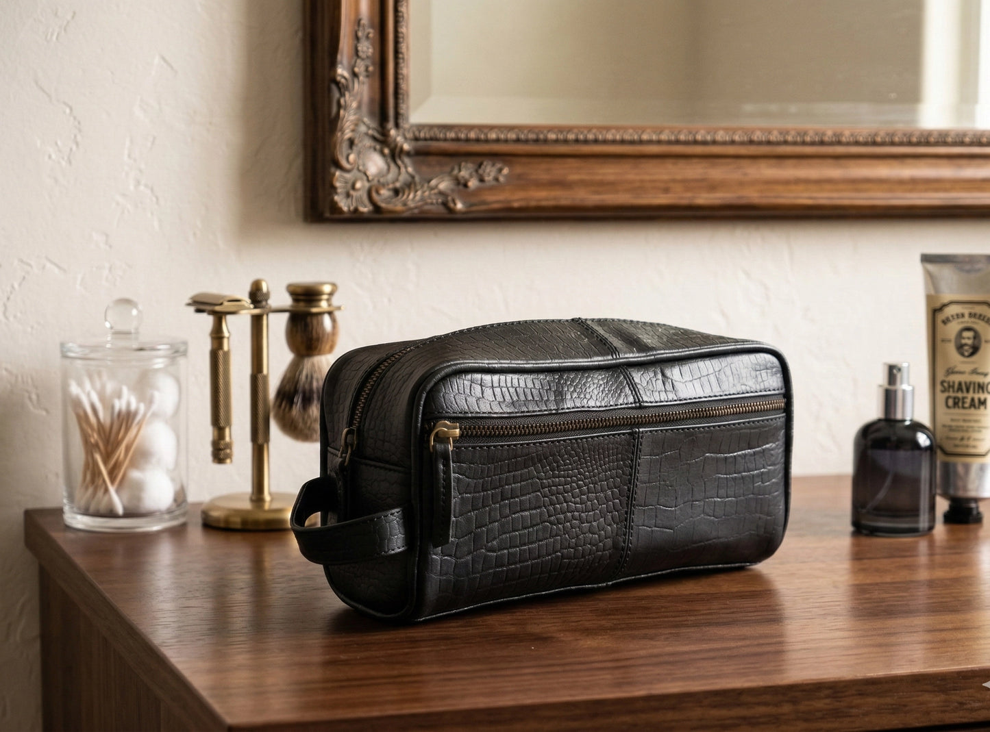Premium Buffalo Leather Toiletry Bag Dopp kit