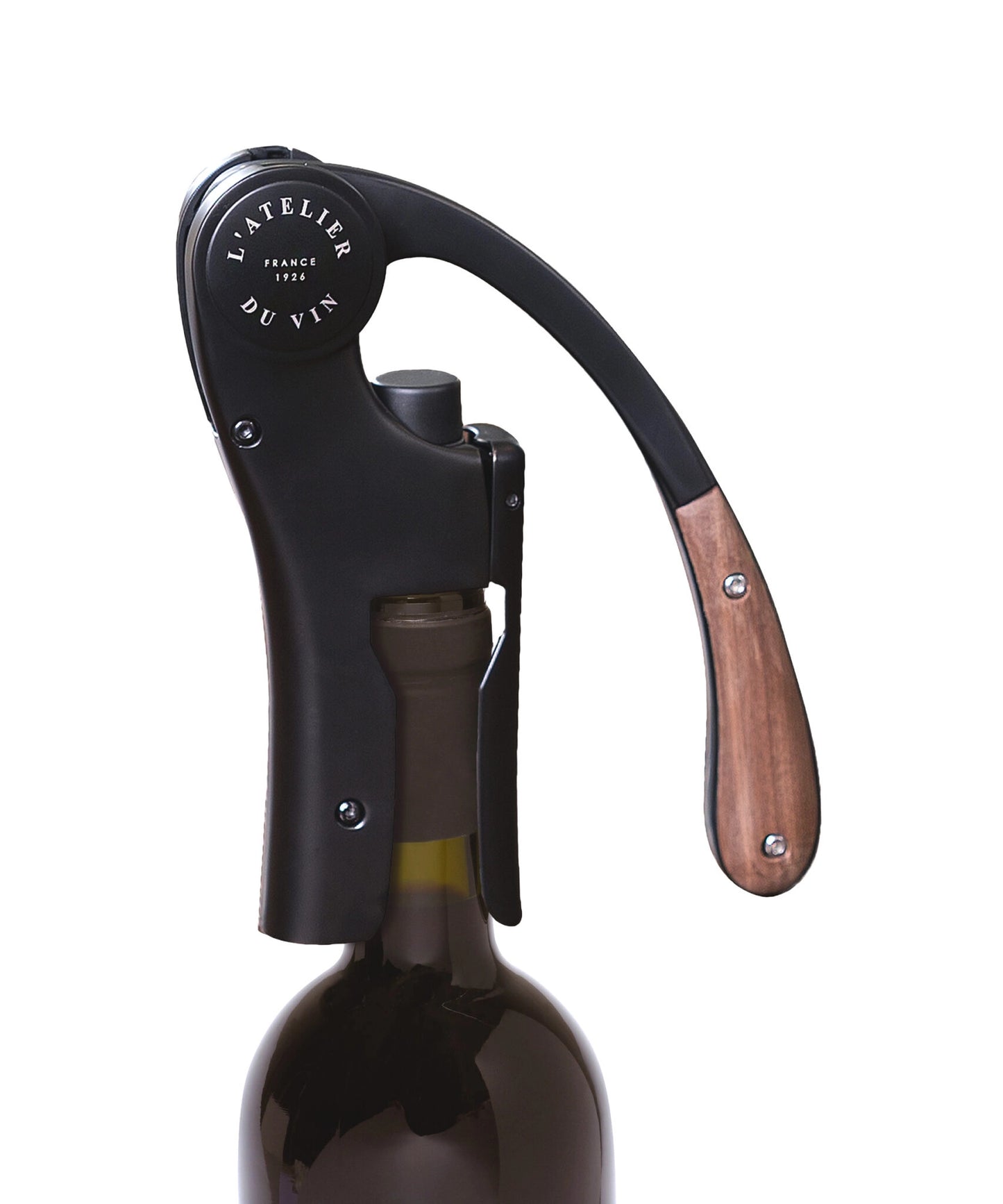 Personalized L'Atelier du Vin Lever Wine Opener (Wood & Black)
