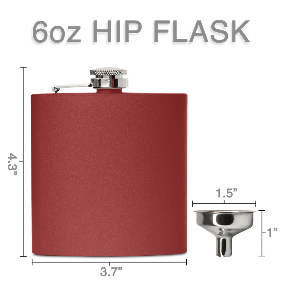 Maroon stainless steel groomsmen flask engraved with custom initials