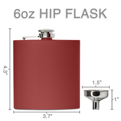 Maroon stainless steel groomsmen flask engraved with custom initials