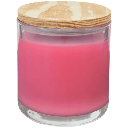 Large 14oz peony rose scented candle in a white jar with personalized custom label