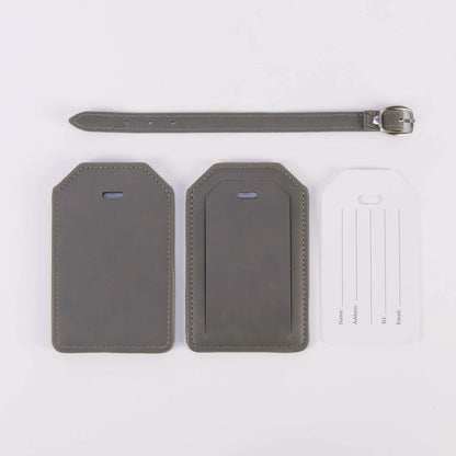 Premium Vegan Leather Luggage Tag (Grey) - Personalized