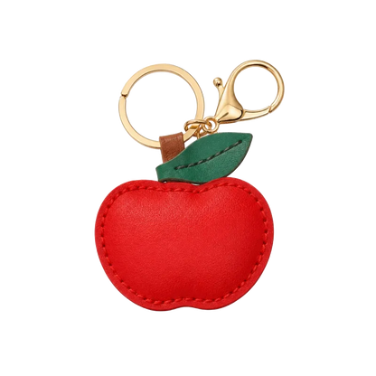 Personalized Vegan Leather Apple Keychain