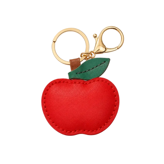 Personalized Vegan Leather Apple Keychain