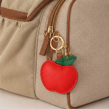 Personalized Vegan Leather Apple Keychain
