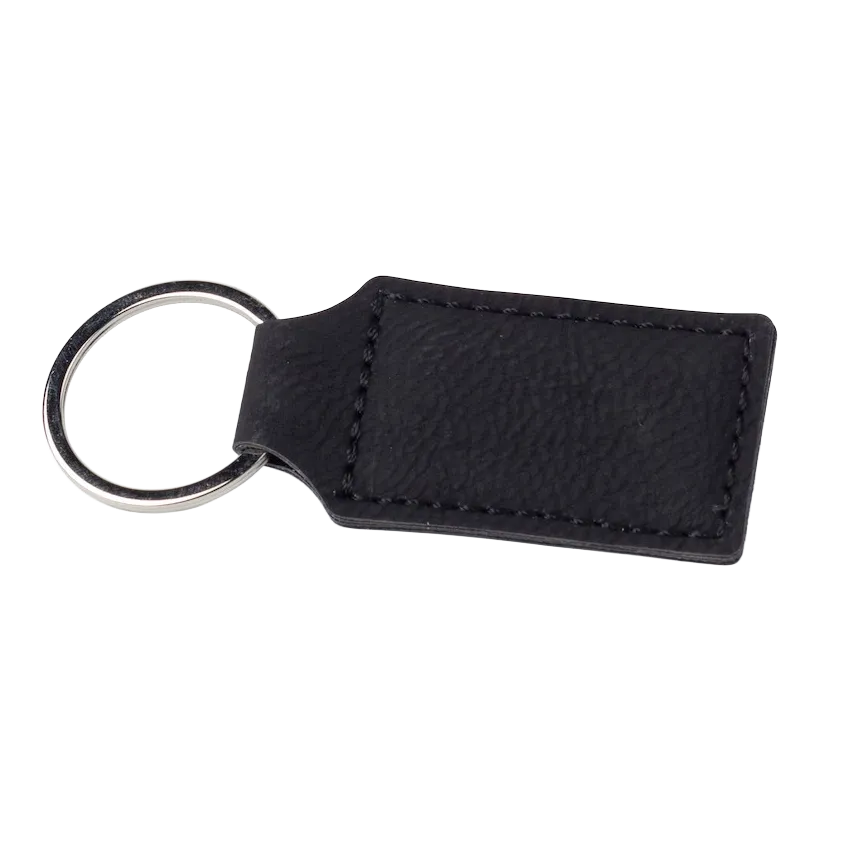 Personalized Vegan Leather Keyring Tag (Black)