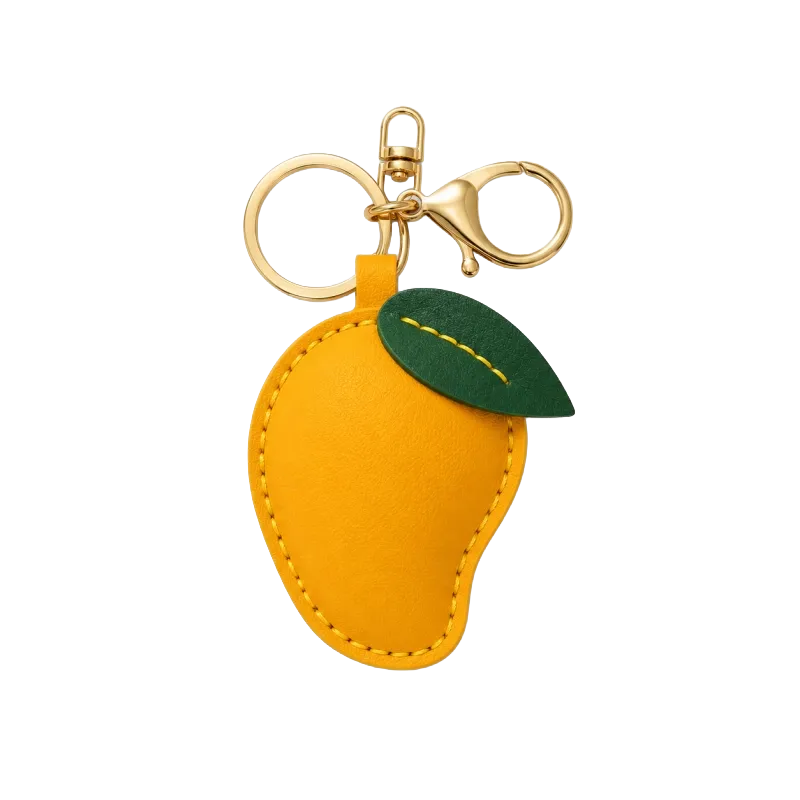 Personalized Vegan Leather Mango Keychain