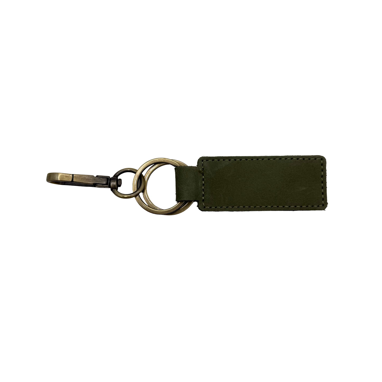 Olive Green Leather Keychain (Personalized)