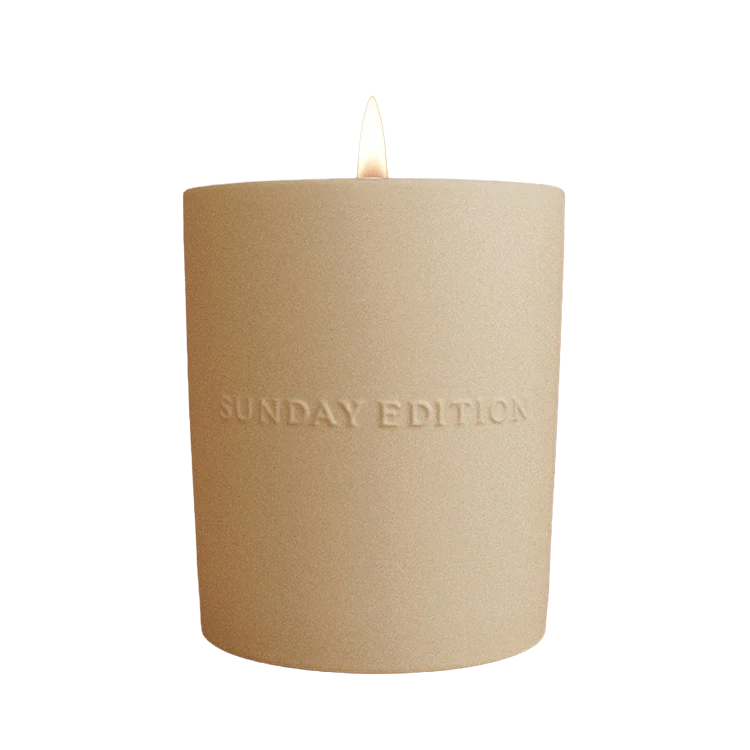 Sunday Edition Home Candle in a glass jar with personalized text label