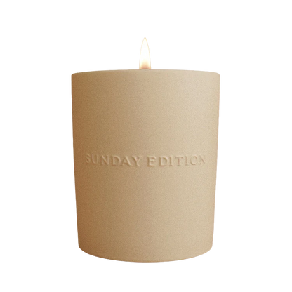 Sunday Edition Home Candle in a glass jar with personalized text label