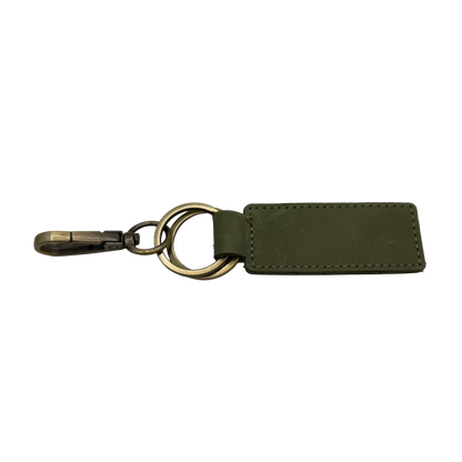 Olive Green Leather Keychain (Personalized)