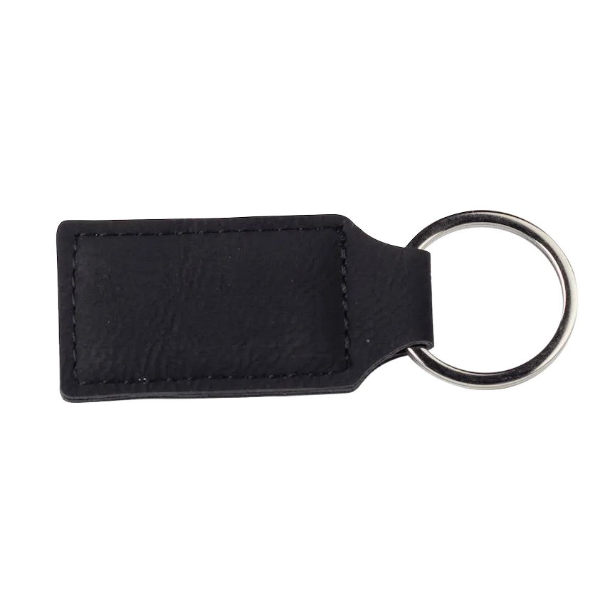 Personalized Vegan Leather Keyring Tag (Black)