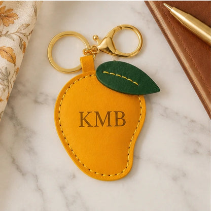 Personalized Vegan Leather Mango Keychain