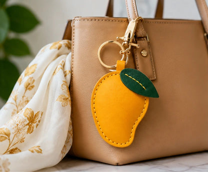 Personalized Vegan Leather Mango Keychain