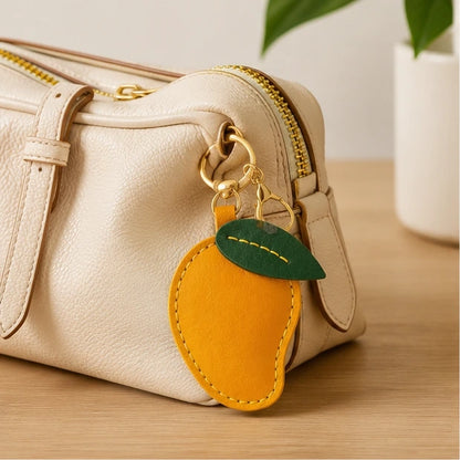Personalized Vegan Leather Mango Keychain