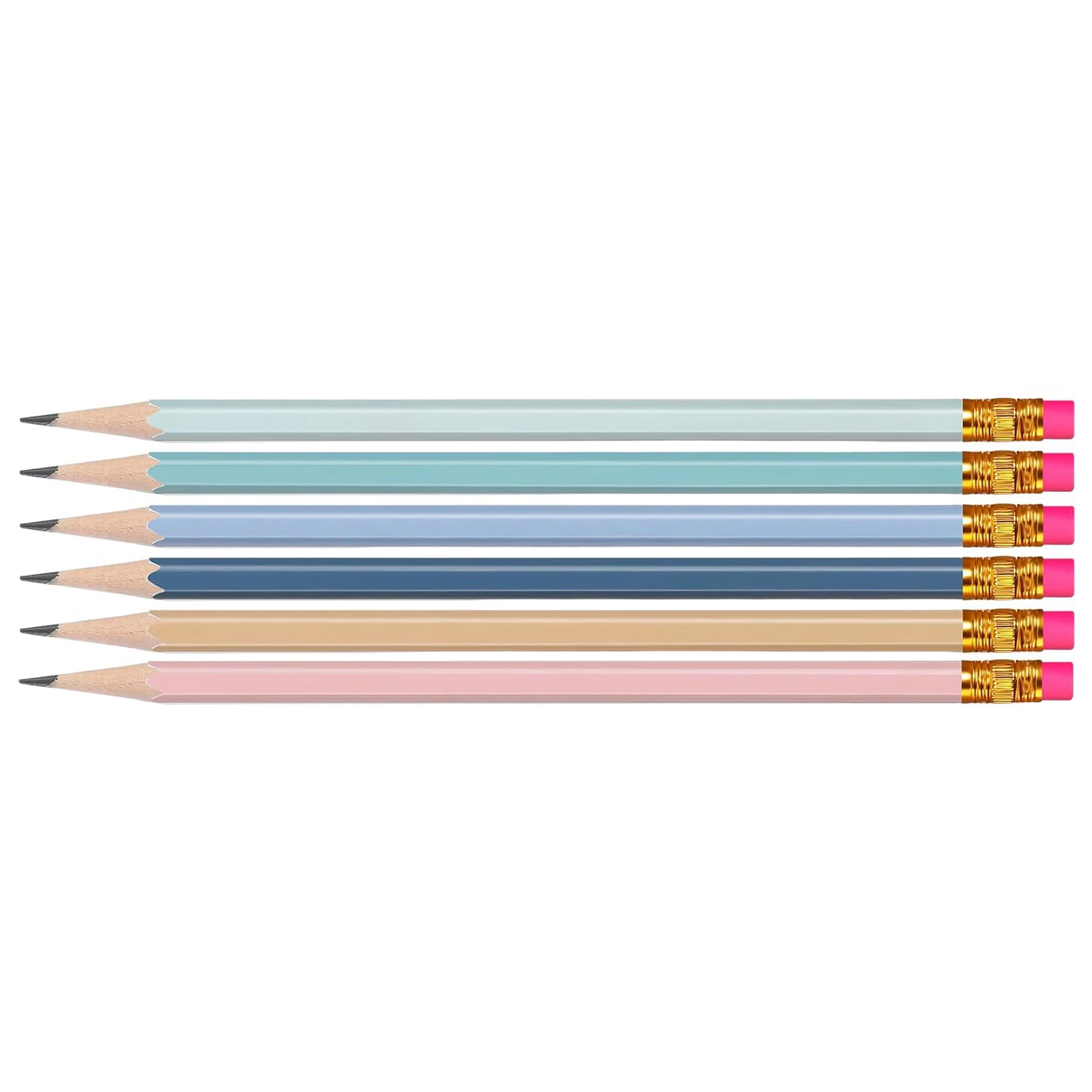 Set of six pencils with personalized name or text printed along the side