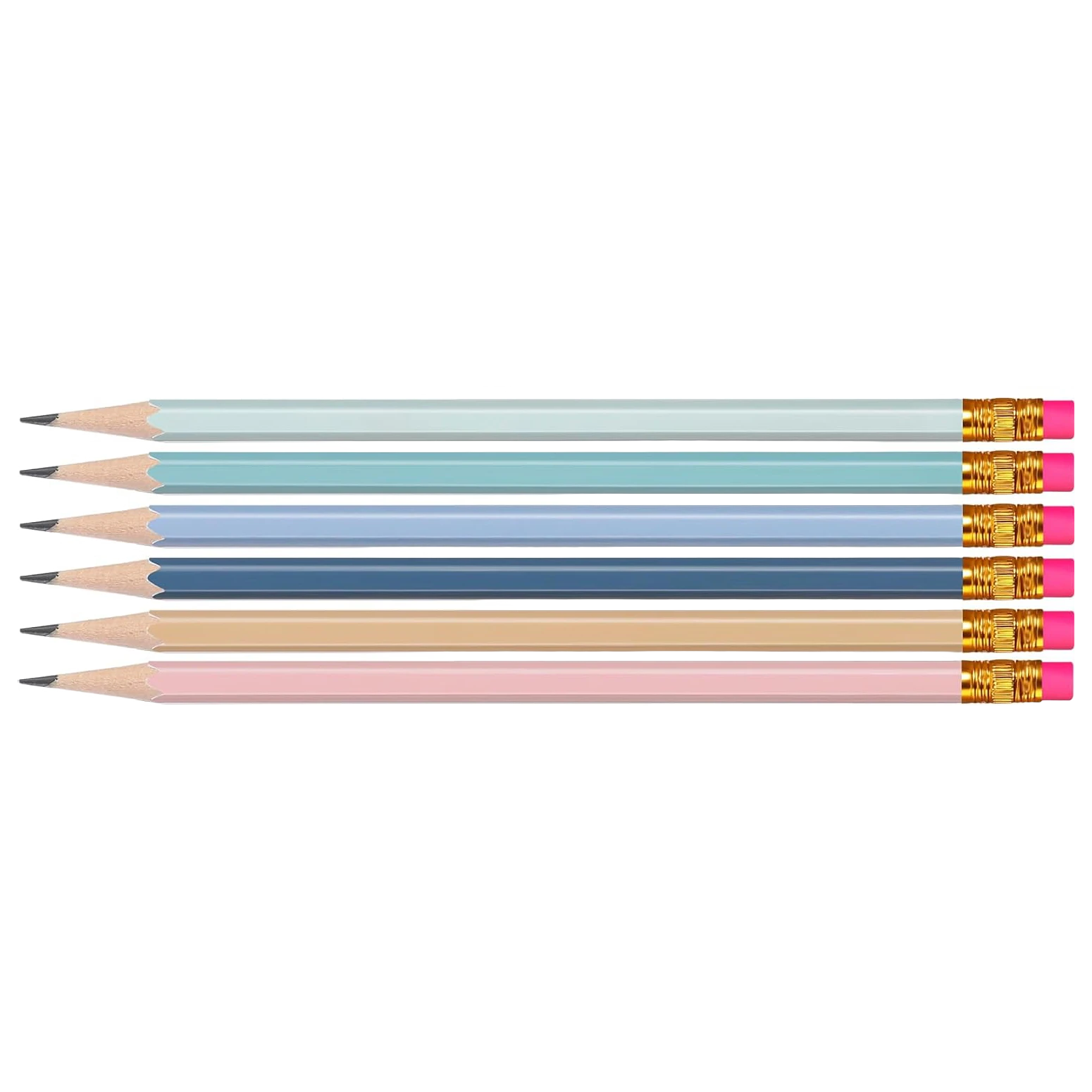 Set of six pencils with personalized name or text printed along the side
