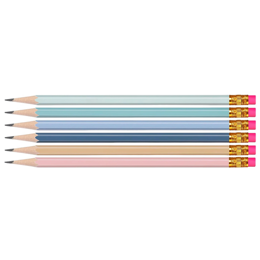 Set of six pencils with personalized name or text printed along the side