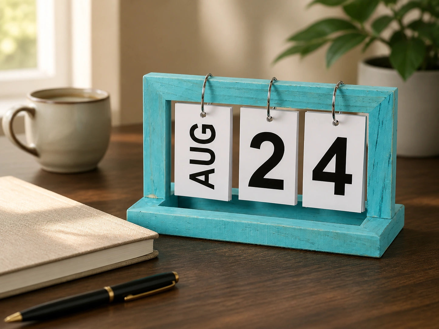 Wooden Perpetual Calendar Block (Blue)