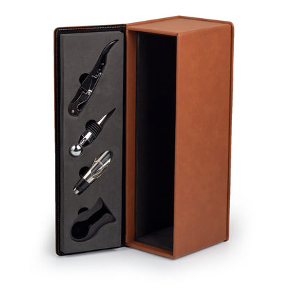 Wine Bottle Box & Accessories (Personalized) - Chestnut