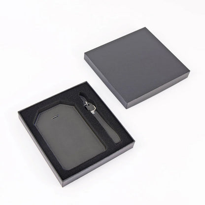 Premium Vegan Leather Luggage Tag (Grey) - Personalized